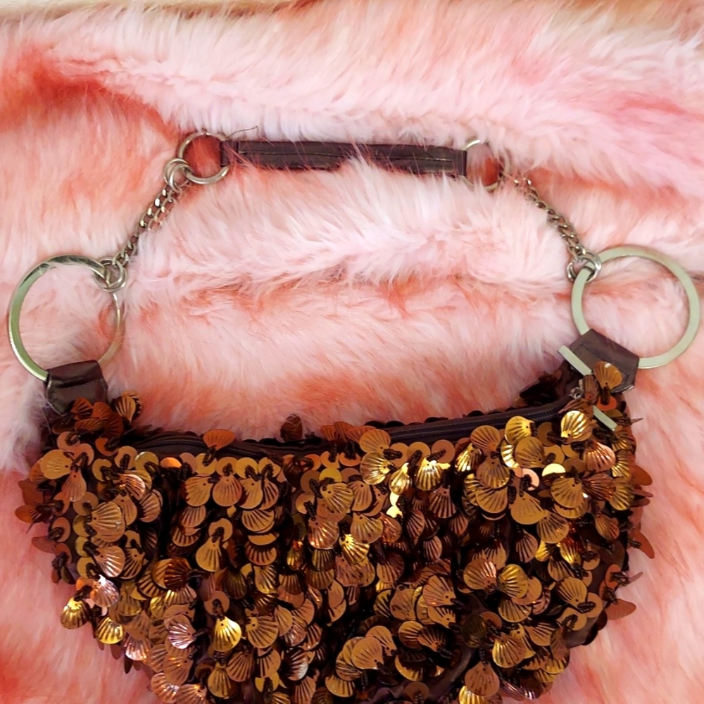Metallic Bronze Sequin Purse